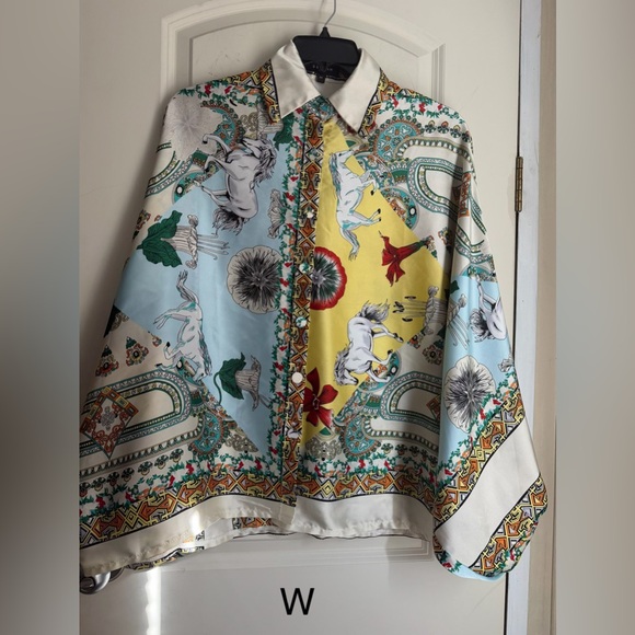 Beulah Multicolor horse print western blouse mob wife gypsy formal western - Picture 2 of 9